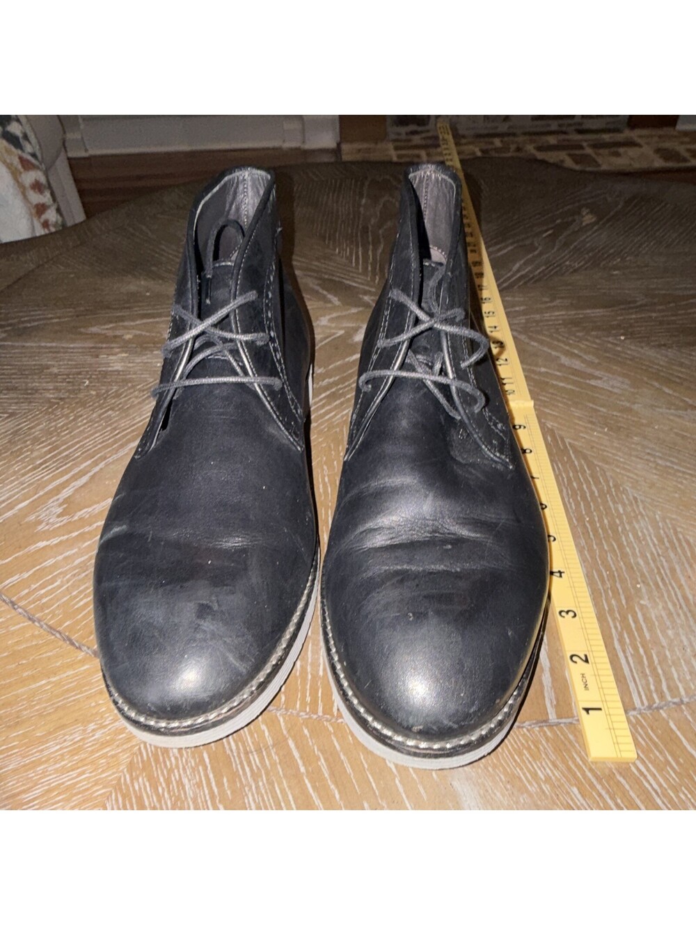 Johnston & Murphy Men's Black Leather Chukka Ankle Boots Lace Up Round Toe 10 M